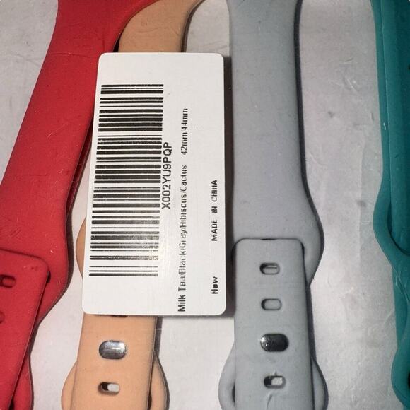 Set of 4 Watch Bands Apple Compatible Sz 42/44/45 Red Peach Gray Teal - Picture 2 of 2